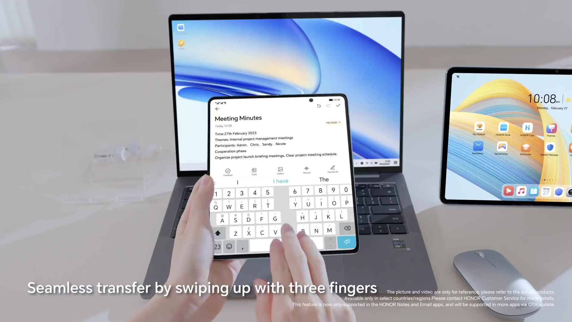 Interconexión excepcional al deslizar hacia arriba tres dedos