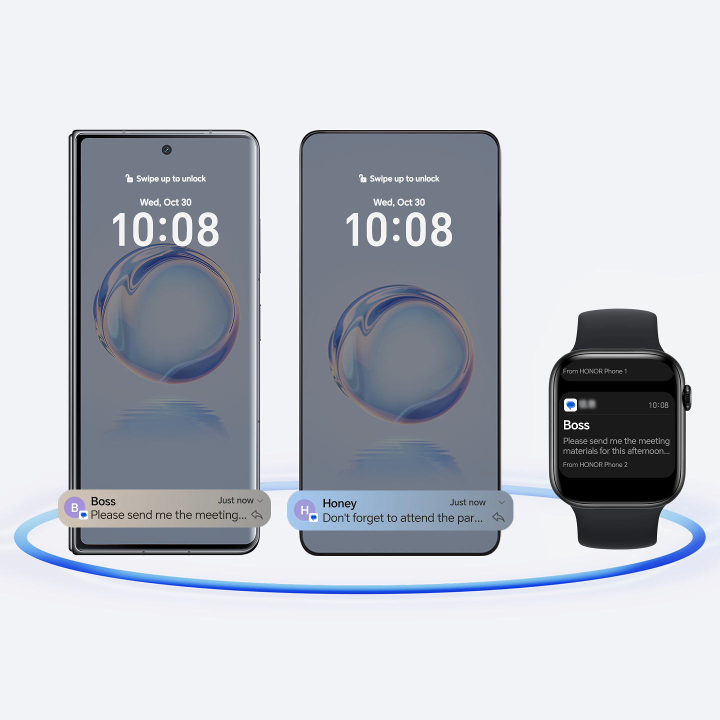 One watch connecting to two phones: seamlessly manage work and life