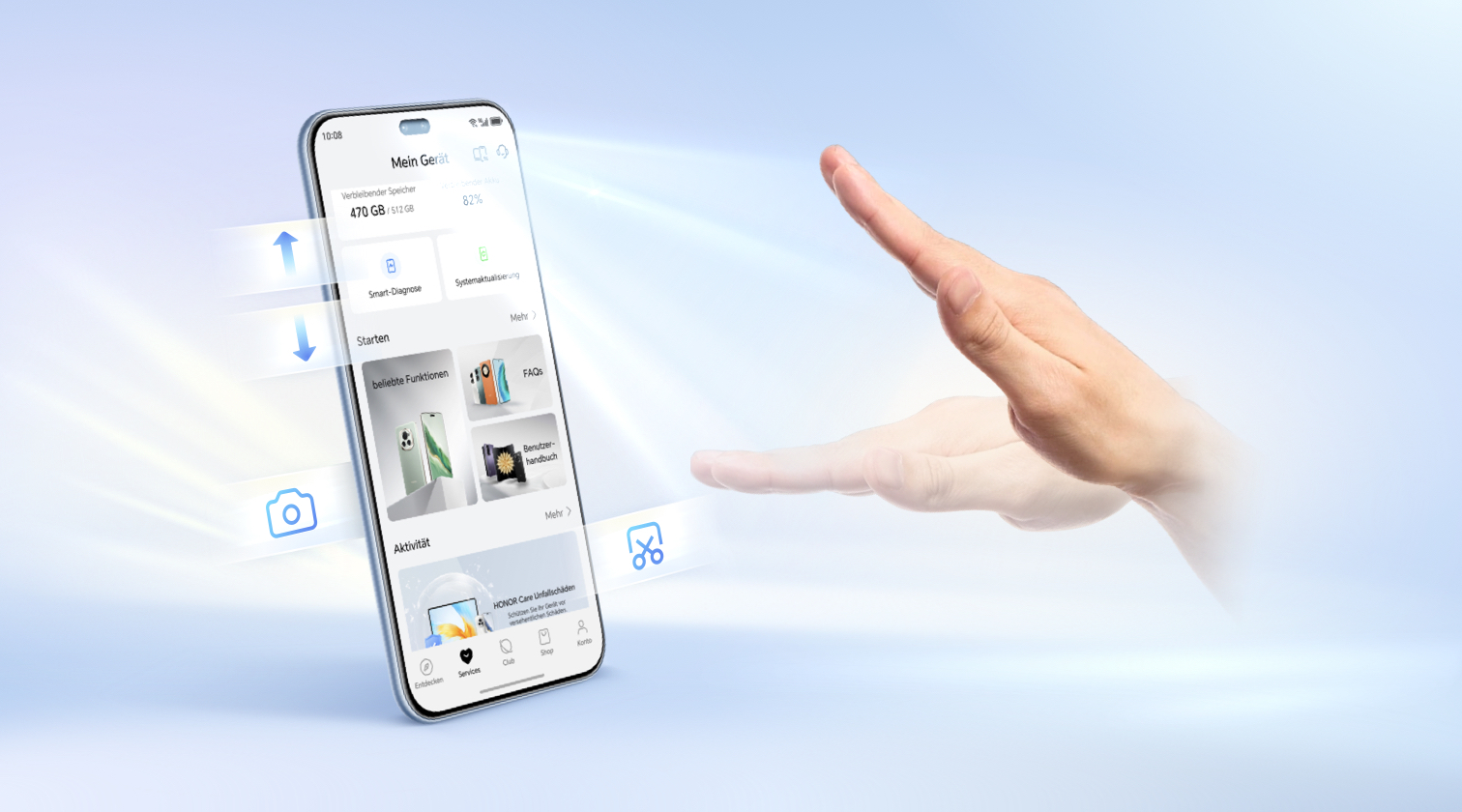 Wie richte ich die Steuerung per Handgesten auf meinem HONOR-Mobiltelefon ein?