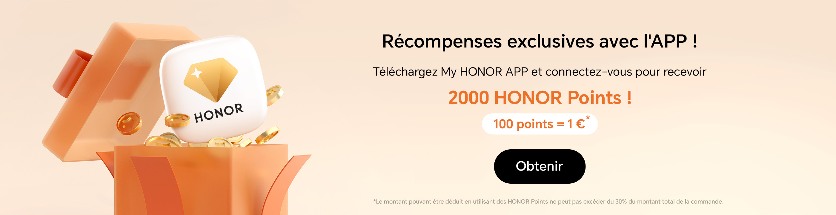 Téléchargez l'app My HONOR et connectez-vous pour obtenir 2 000 points