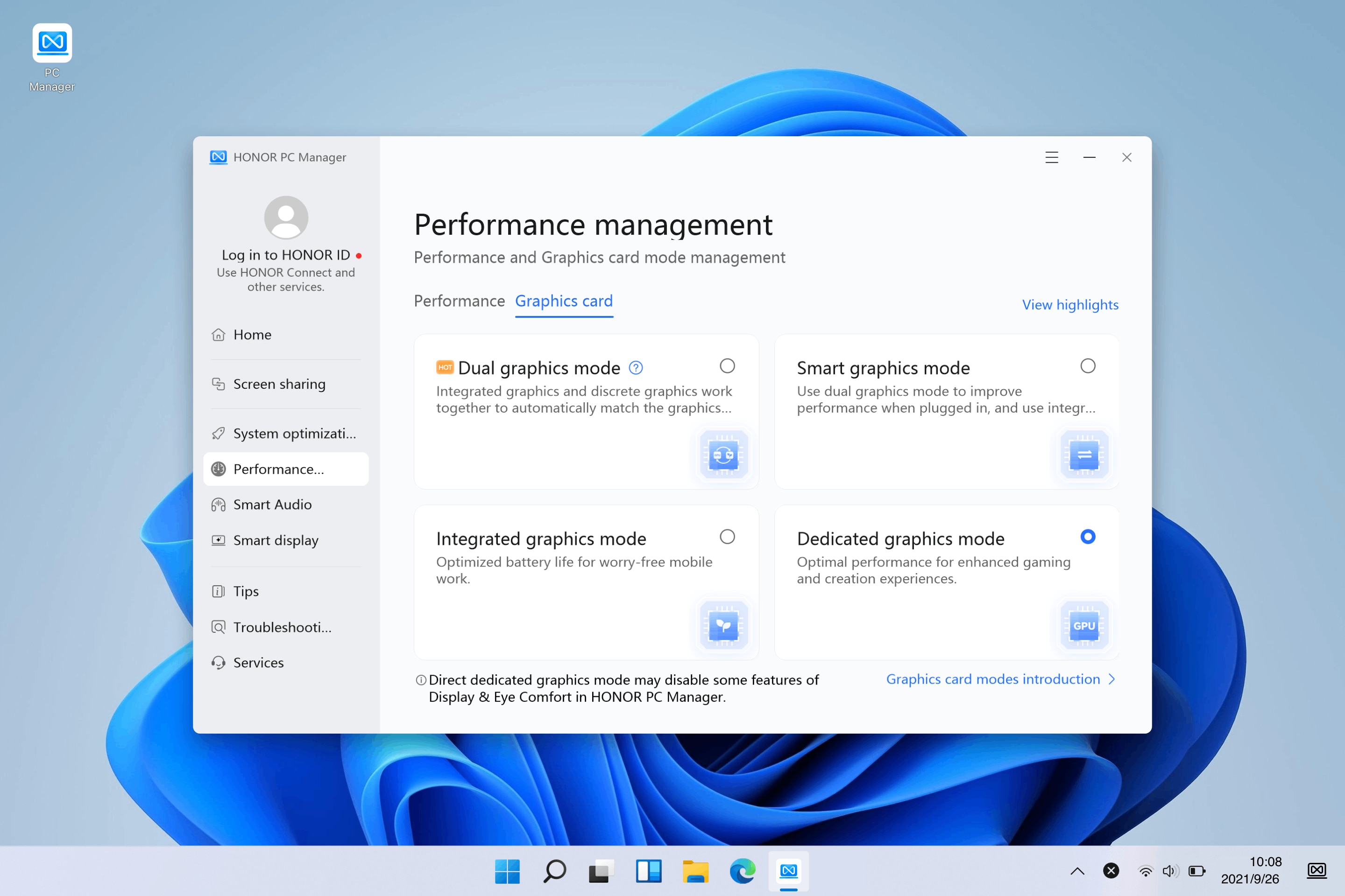 Application scenarios for Dedicated graphics mode