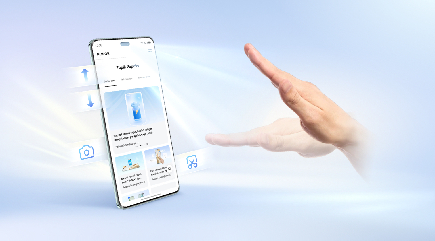 Bagaimana cara menyiapkan kontrol gerakan tangan pada ponsel HONOR saya?