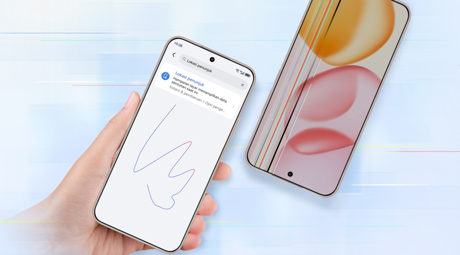 Bagaimana cara memperbaiki garis terang, garis gelap, atau garis berwarna pada layar ponsel Anda?