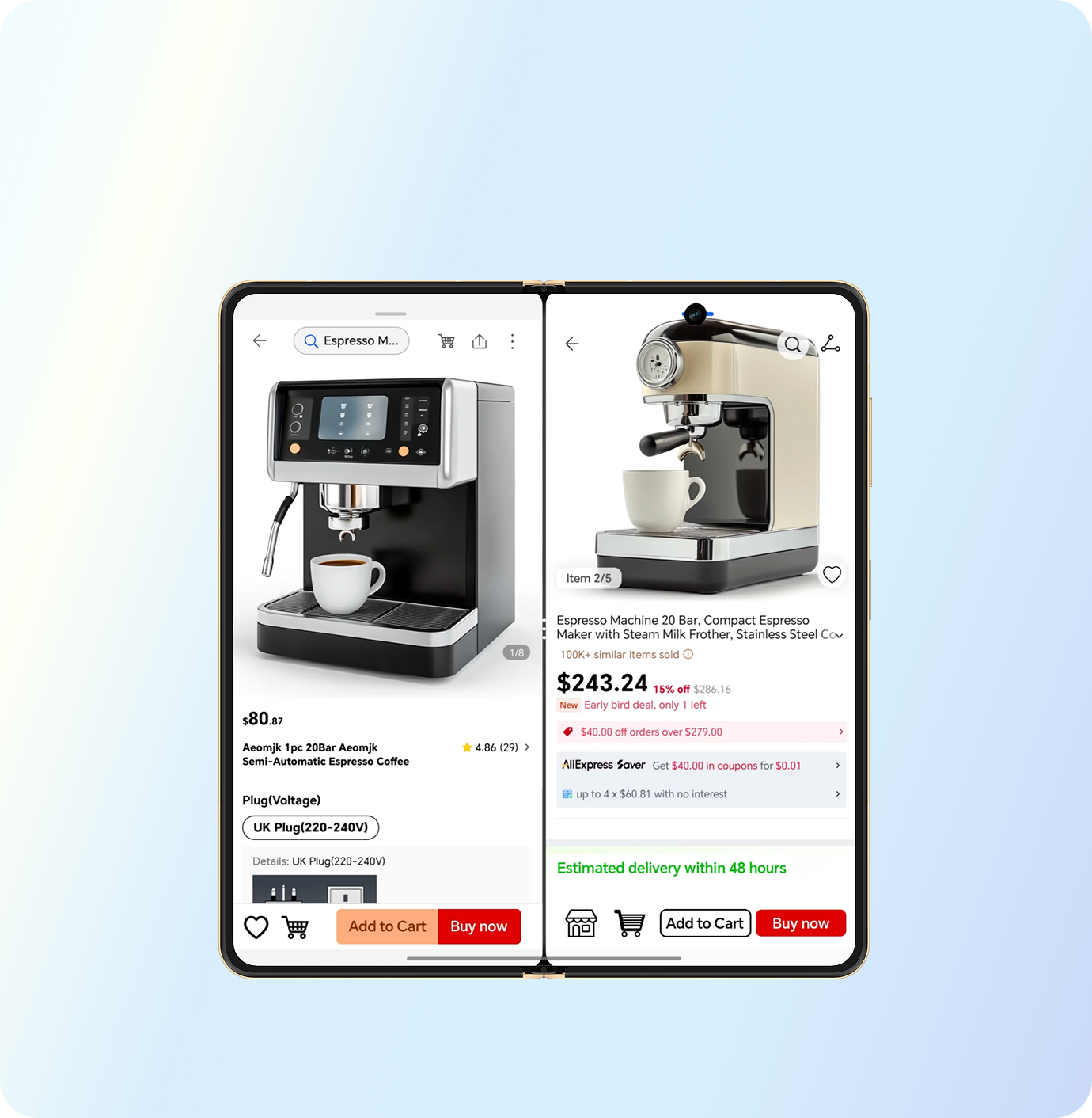 Split-screen using two apps side by side