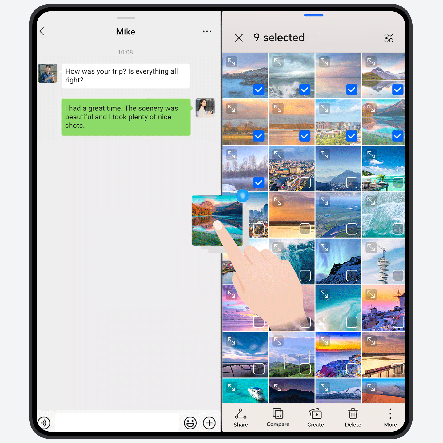Split-screen, using two apps side by side