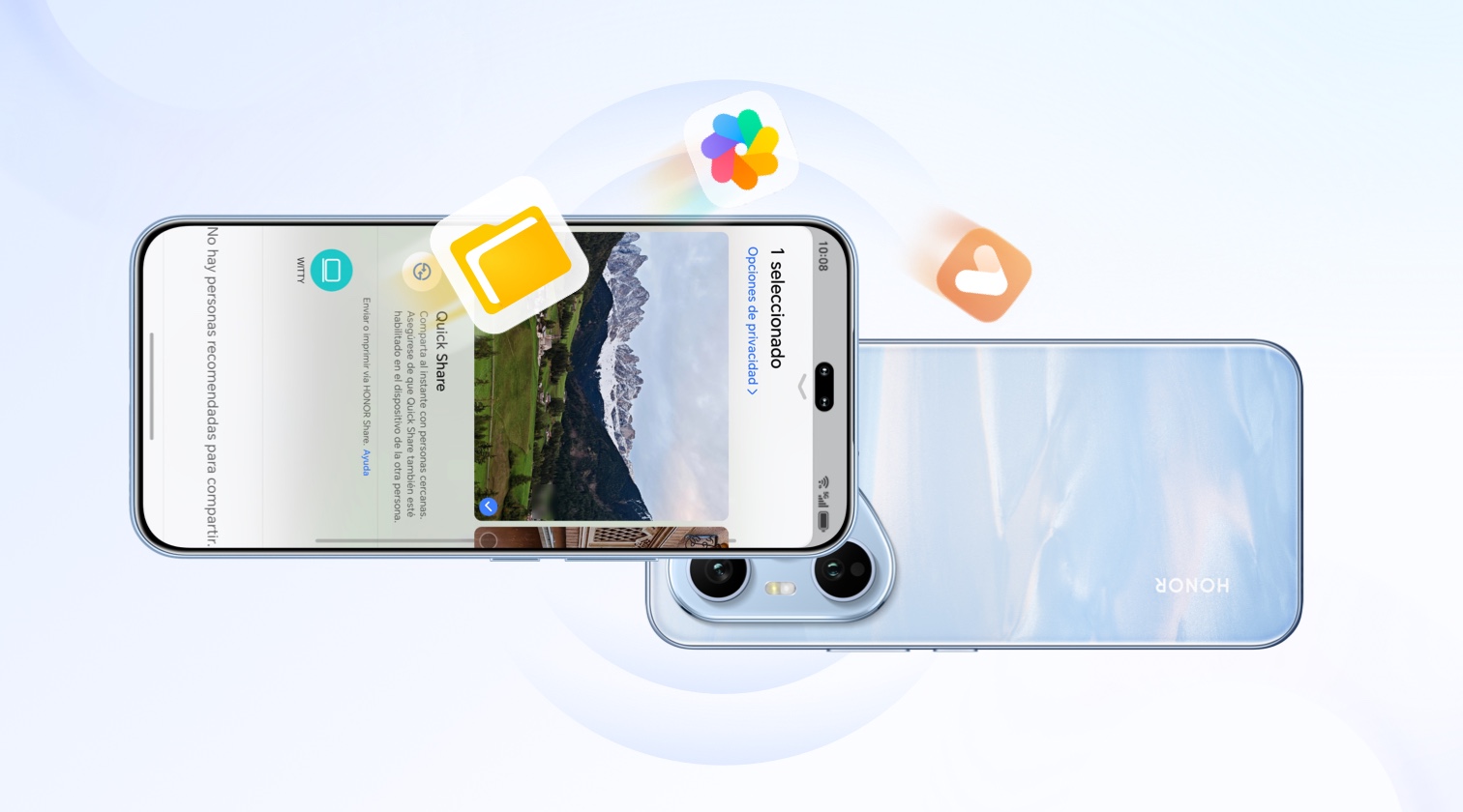 Usa Quick Share Transferencia de archivos entre tu teléfono HONOR y dispositivos Android