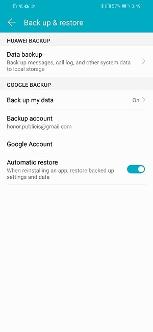 HONOR phone’s backup