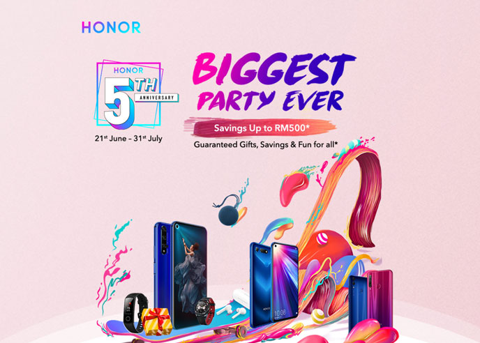 Join HONOR Malaysia 5th anniversary party from 21st June to 31st July