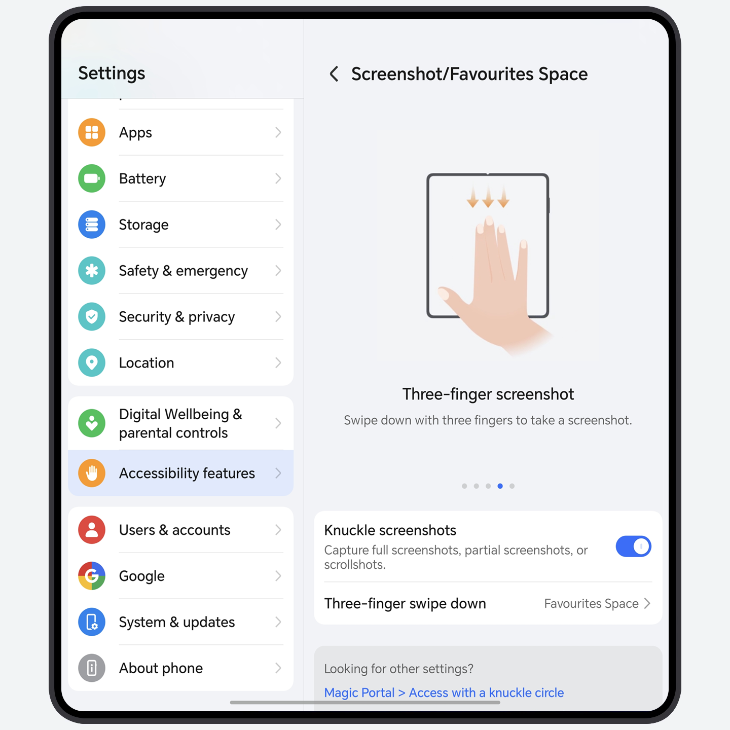 Swipe down with three fingers to collect everything