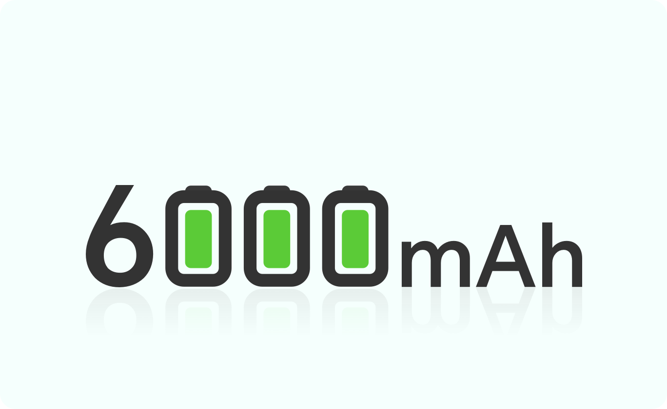 แบตเตอรี่ขนาดใหญ่ 6000mAh ใช้งานได้ยาวนาน